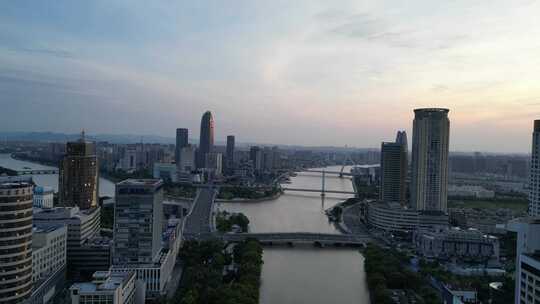 航拍浙江宁波城市风光宁波建设