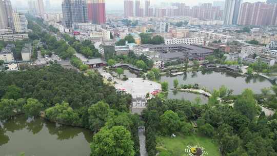 航拍河南南阳卧龙岗武侯祠