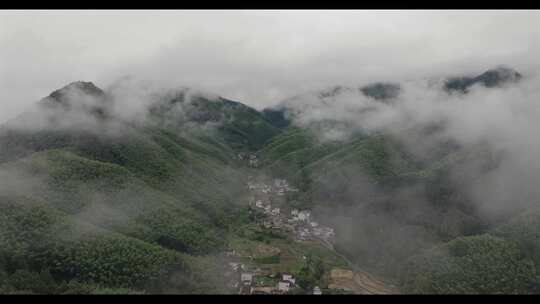 皖南黄山市黟县雨后乡村航拍4k宣传片