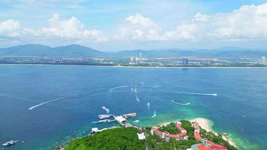 高视角航拍海南三亚海棠湾蜈支洲岛玻璃海