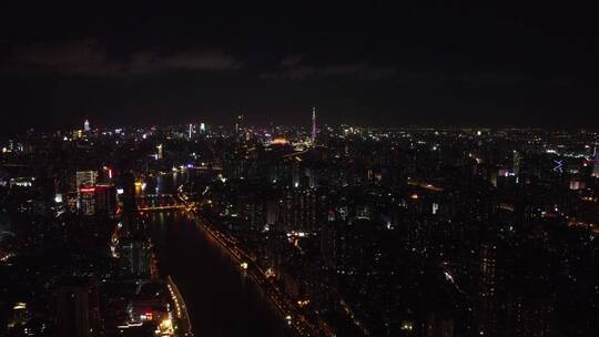 广东省广州市城市夜景航拍