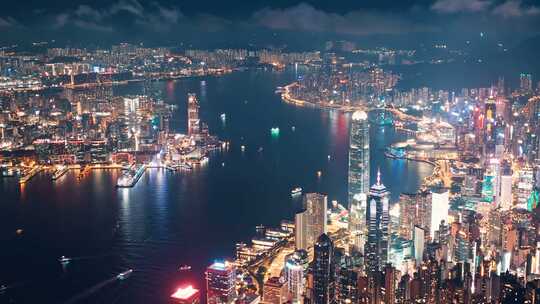 香港夜景航拍延时全景