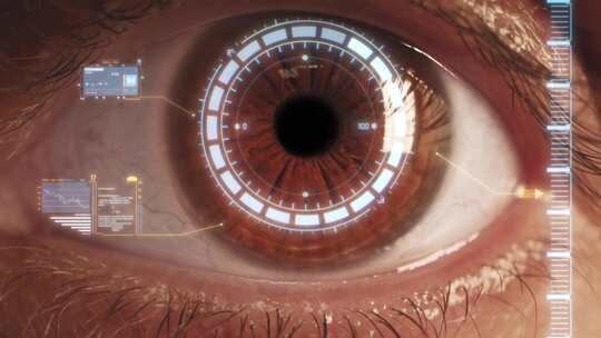 4K- 人类眼睛特写、3D眼睛扫描