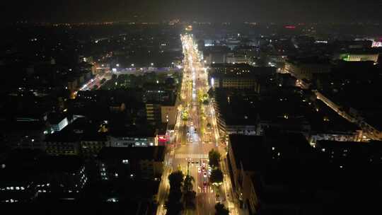 江苏苏州城市夜景交通航拍