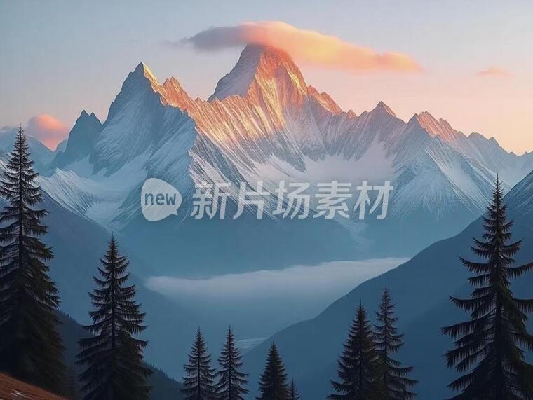 一张有雪山有树的图片5