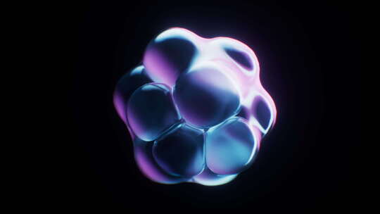 抽象霓虹球体原子三维渲染