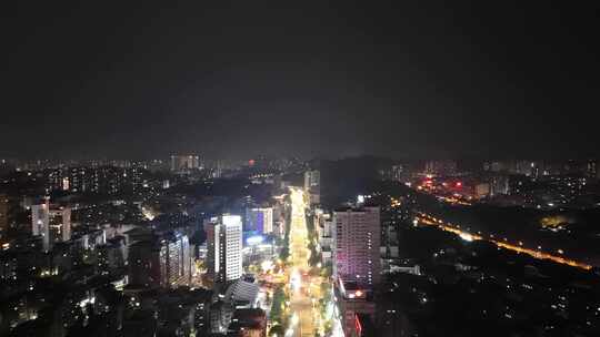 航拍四川自贡夜景自贡城市风光