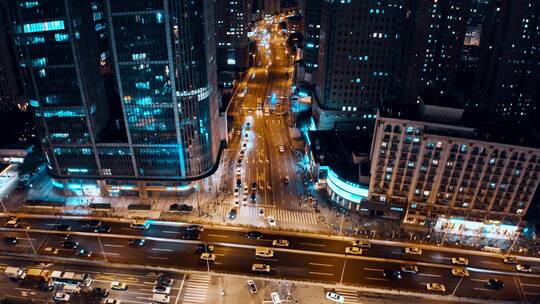 上海浦西钦州北路宜山路夜景航拍