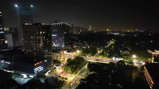 江苏苏州城市夜景大景航拍