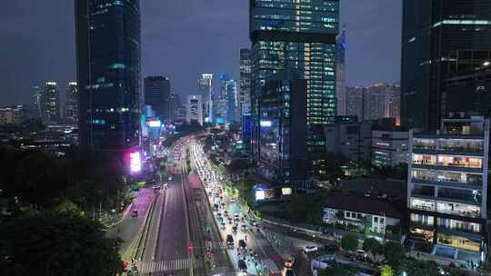 原创航拍印尼城市雅加达天际线夜景风光