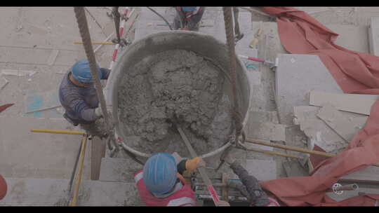 北京工人体育馆建筑工地水泥浇注