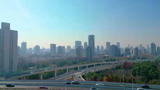 上海黄浦区延安东路立交桥车流城市风景视频视频素材模板下载