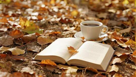 秋末小雪落叶读书温暖治愈风光画面