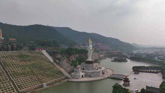 洛阳宫殿建筑灵山寺航拍