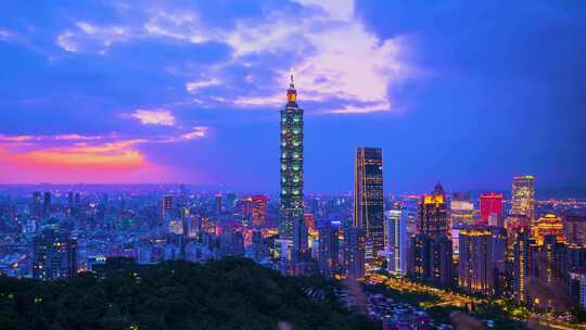 台北101大厦夜景延时视频素材模板下载