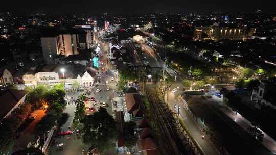 原创 印尼日惹城市建筑夜景航拍风光