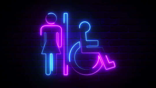 女厕所霓虹灯标志背景环