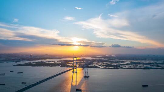 广东省广州南沙大桥延时风光