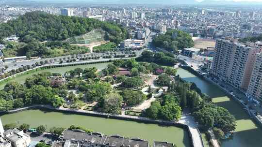 广东陆丰市航拍汕尾市城镇乡村农村乡镇建筑