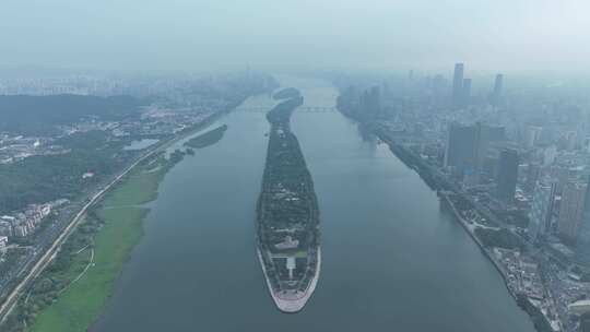 长沙橘子洲头航拍湘江橘子洲景区长沙地标