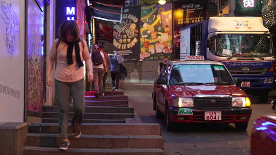 香港中环街景出租车视频素材模板下载