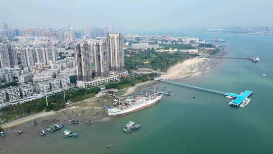 广东湛江新海上城市航拍4K60