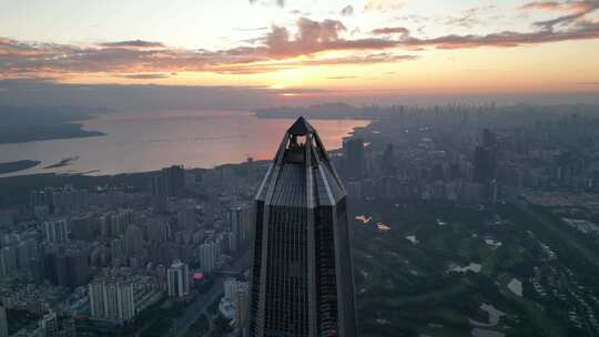 深圳夕阳夜景城市风光