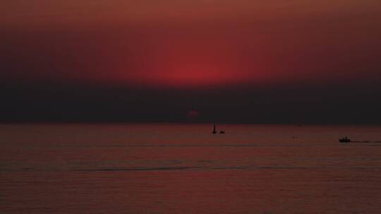 威海小石岛的海上落日
