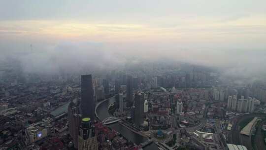 天津海河风景城市云海风光