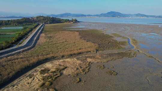 航拍福州闽江河口湿地公园