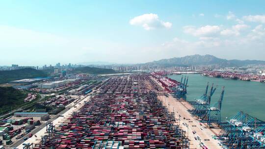 航拍港口码头物流集装箱海洋运输 4k
