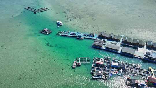 海南陵水疍家鱼排玻璃海海湾玻璃海航拍