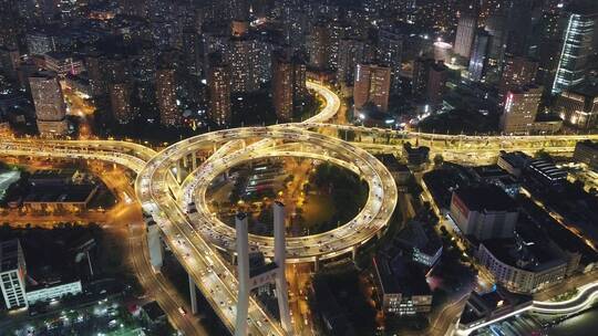 上海南浦大桥俯视航拍车流