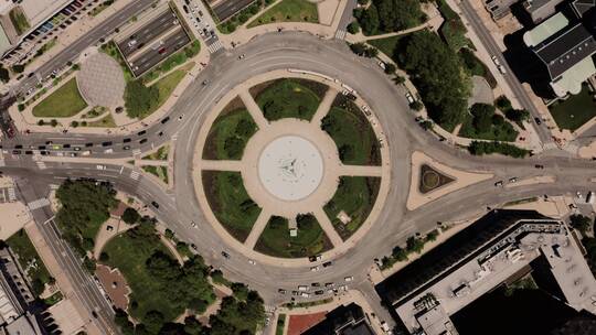 俯拍各种城市圆形建筑合集视频素材模板下载