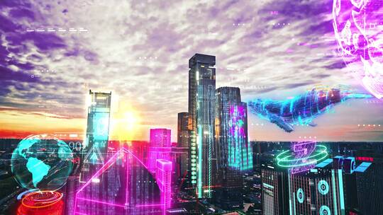 赛博朋克霓虹灯未来城市AE视频素材教程下载