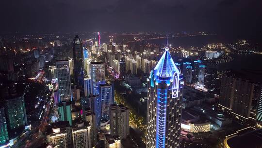 航拍海口城市夜景灯光秀