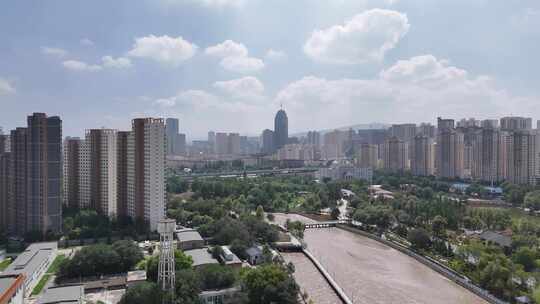 青海西宁大景青海城市建设航拍