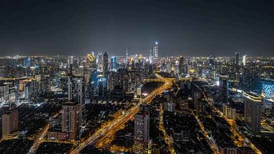 4K航拍上海静安区夜景延时