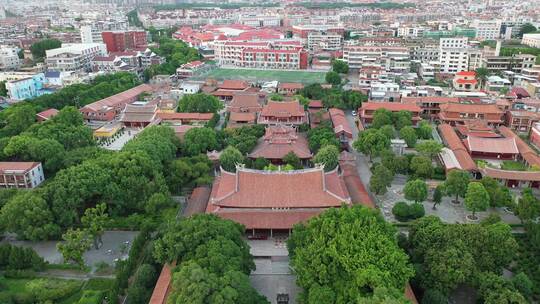 泉州开元寺东西塔特写西街钟楼航拍市区大景