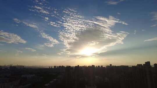 城市夕阳西下日落延时摄影