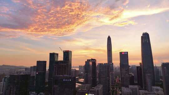 深圳福田日落晚霞航拍合集