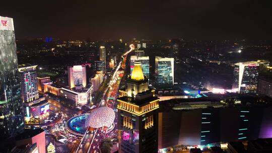 上海五角场夜景航拍