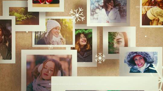 圣诞节清新动感家庭卡片框架画廊AE模板