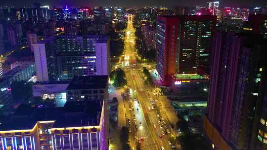 南京市玄武区车流夜景航拍延时视频素材模板下载