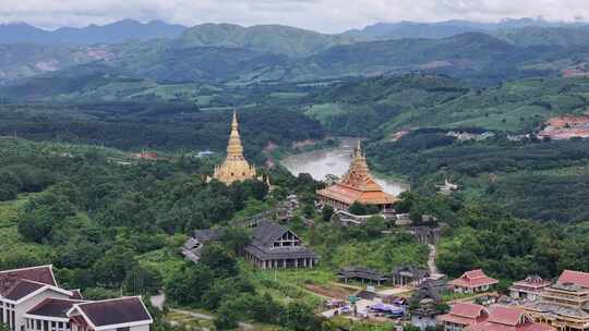 云南瑞丽总佛寺傣王宫航拍视频素材模板下载