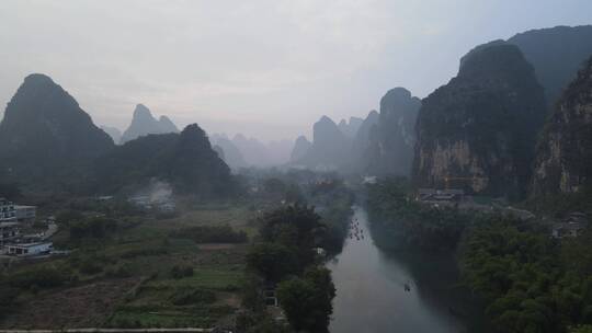 航拍广西桂林山水风光