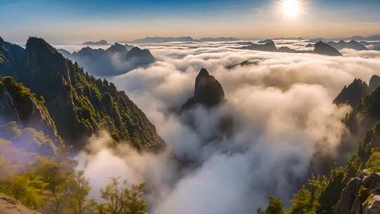 山峦云海日出全景