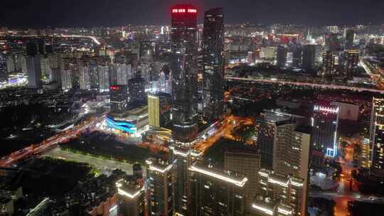 云南万达昆明双塔西山区夜景航拍延时城市夜