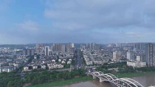 航拍四川乐山城市建设乐山大景