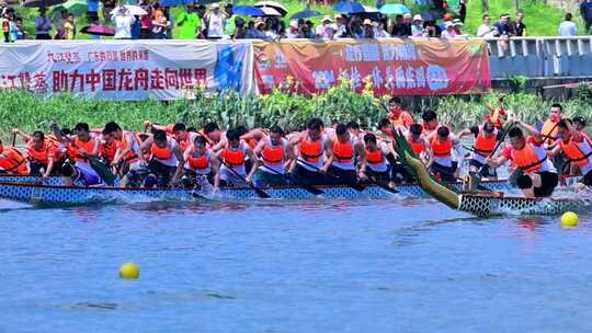 端午节龙舟赛划龙舟龙舟竞速慢动作素材